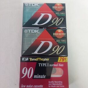 TDK D90 ToneMaster 90 Minute Audio Cassette Tape Lot IECI Normal‎ Bias